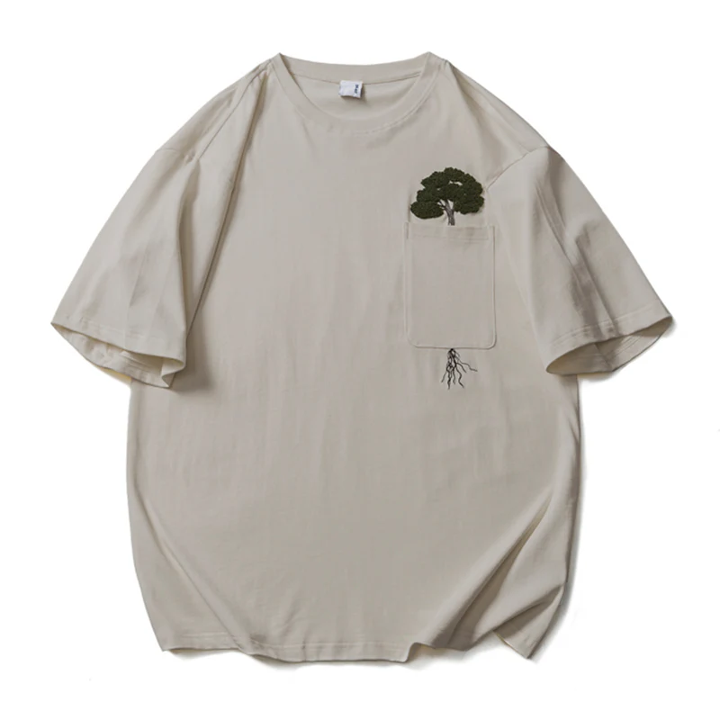 「木はポケットの中で育つ」サガラ刺繍コットンTee - Image 2
