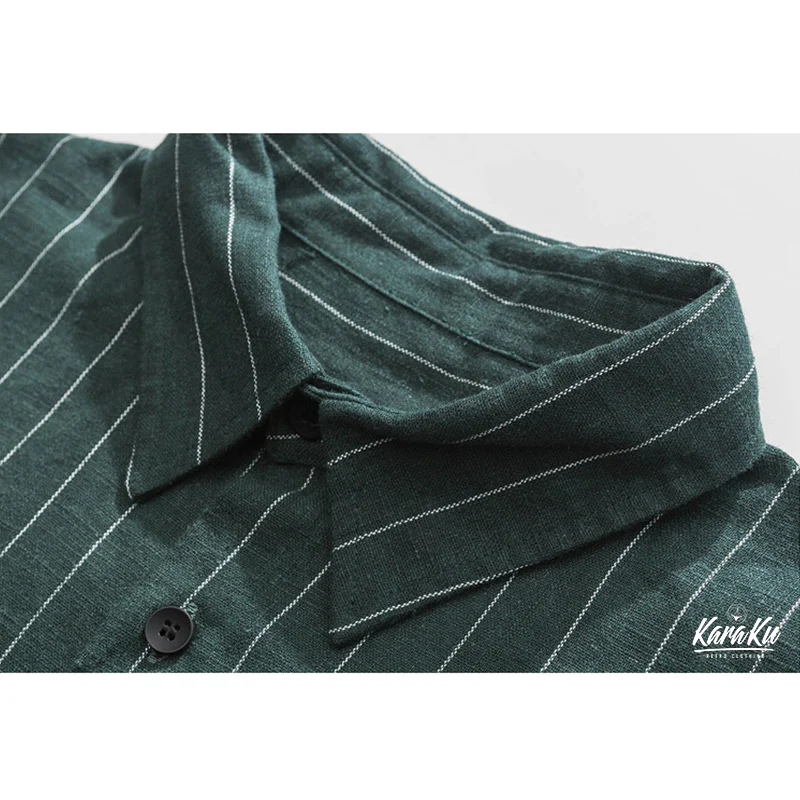 Business&Casual シングルストライプ綿麻シャツ - Image 10