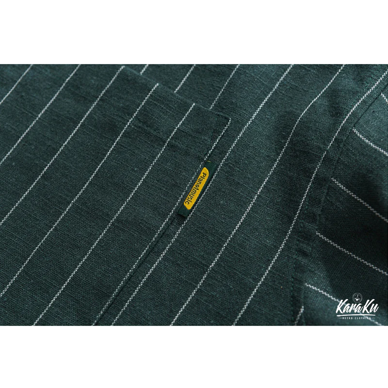Business&Casual シングルストライプ綿麻シャツ - Image 12