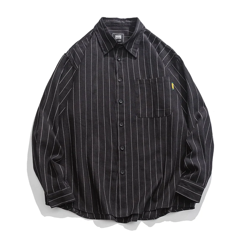 Business&Casual シングルストライプ綿麻シャツ - Image 3