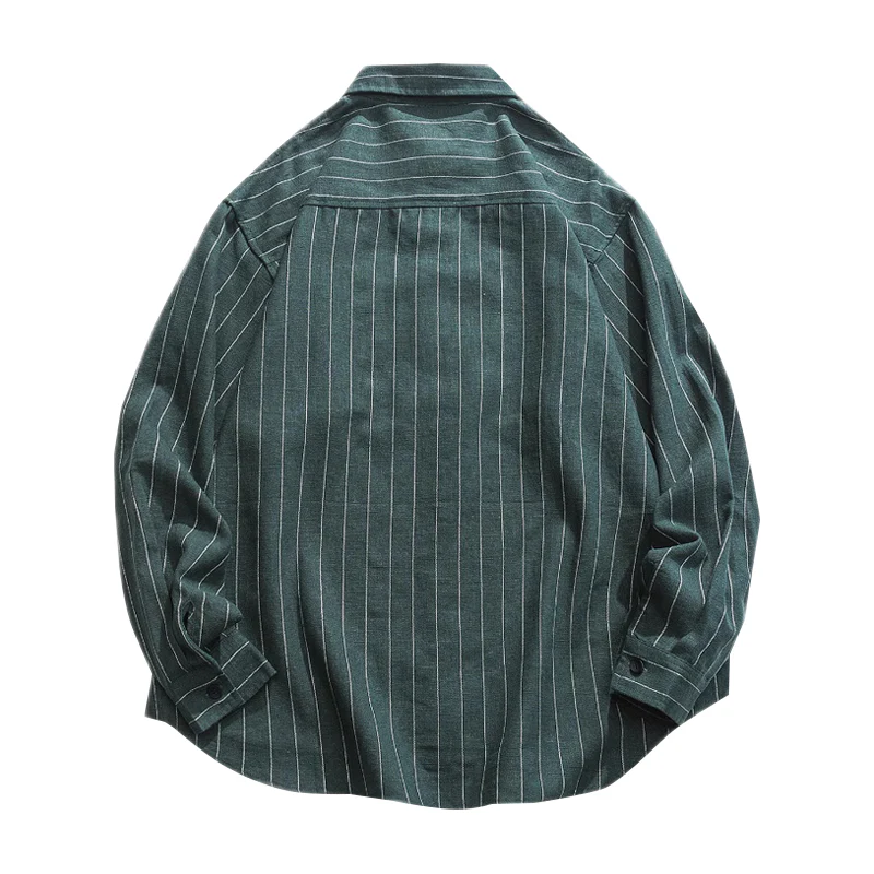 Business&Casual シングルストライプ綿麻シャツ - Image 5