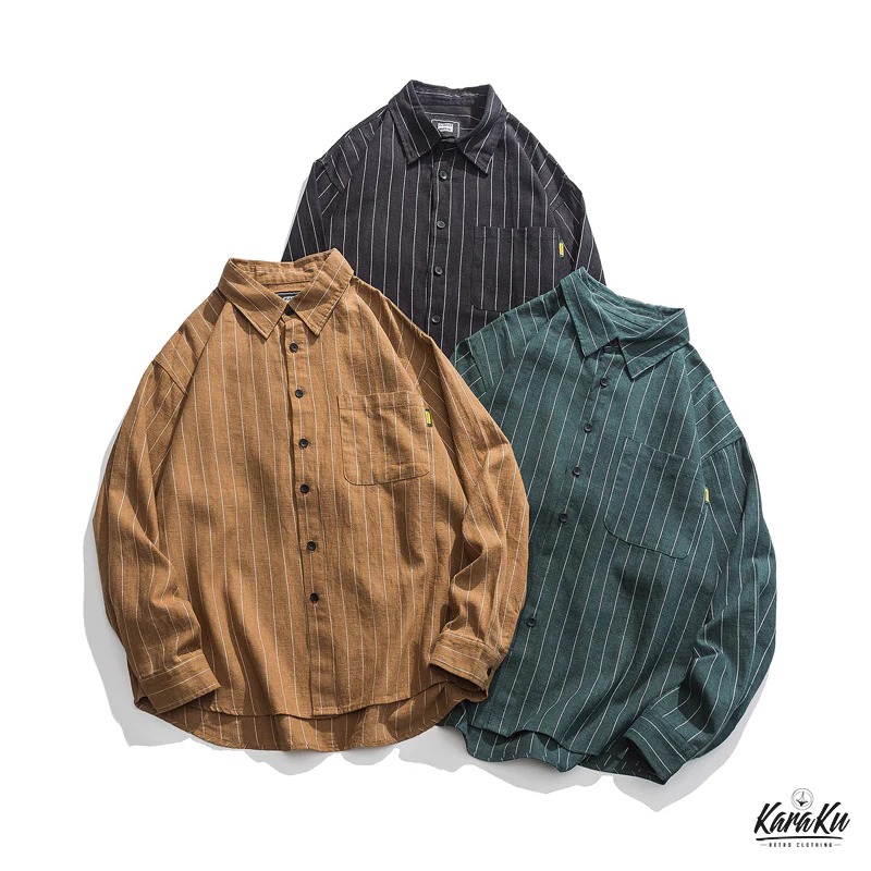 Business&Casual シングルストライプ綿麻シャツ - Image 7