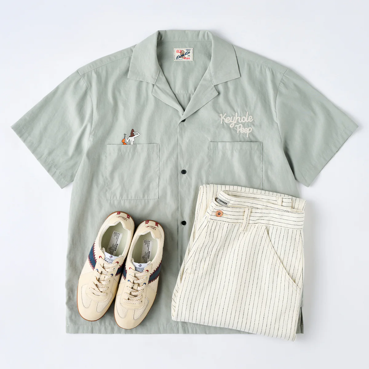 ウォバッシュ ストライプ柄ホワイトワークデニムパンツ - Image 20
