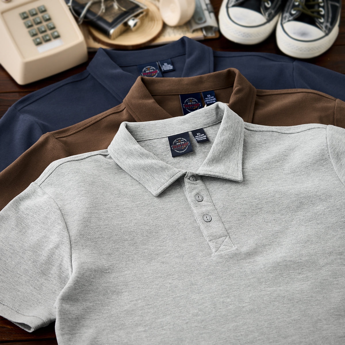 ミニワッフルテクスチャーポロシャツ　全3色 - Image 6