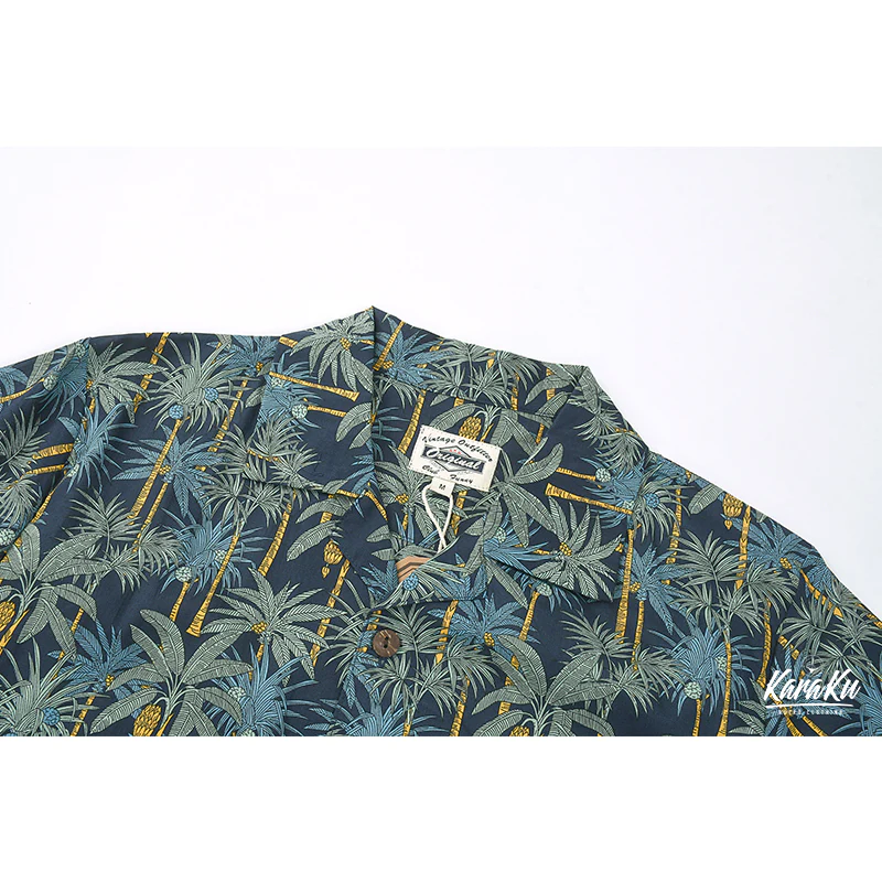 「RETRO HAWAII」ヤシ科総柄アロハシャツ - Image 3