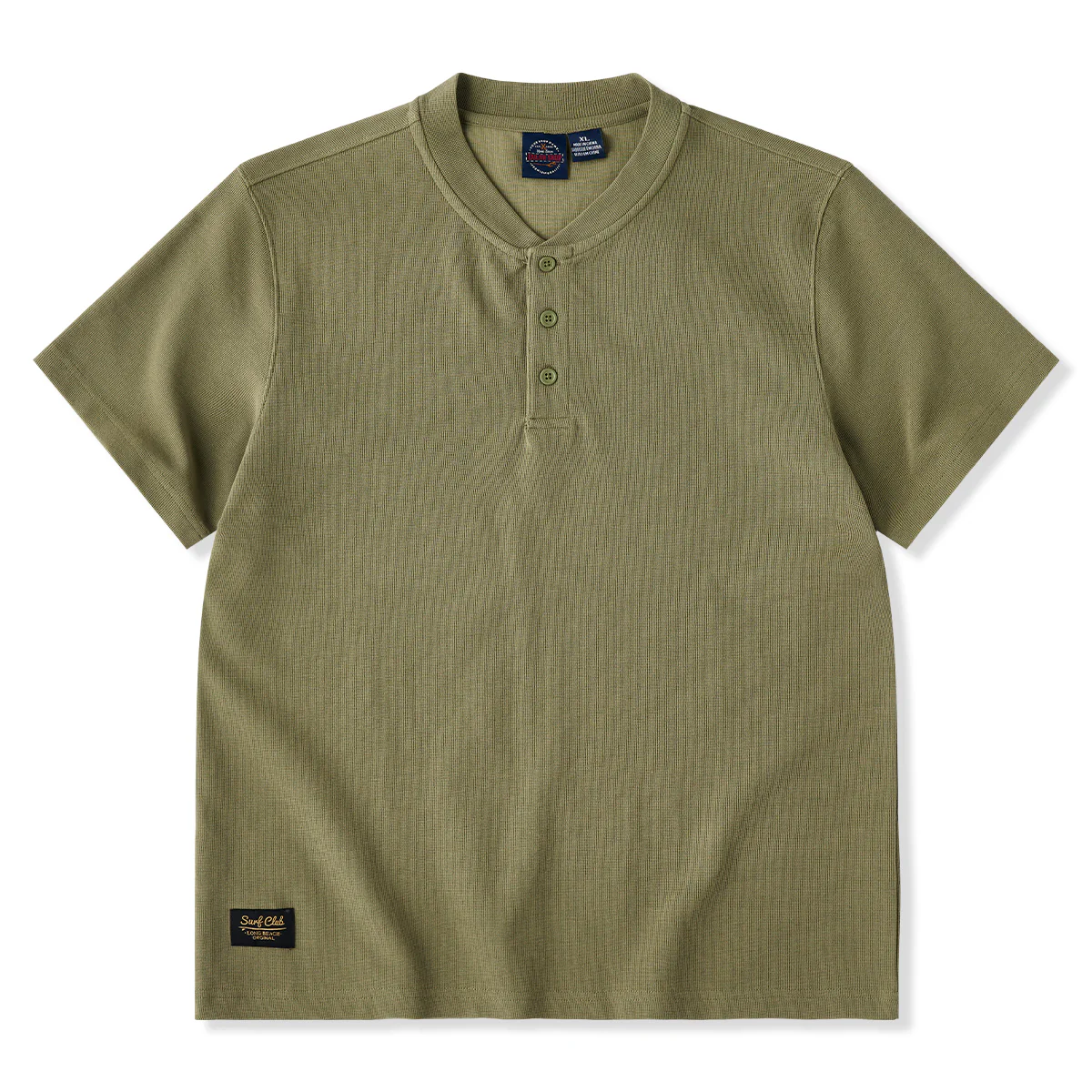 ワンポイントタグ入り 3つボタンワッフルヘンリーネックTシャツ - Image 2