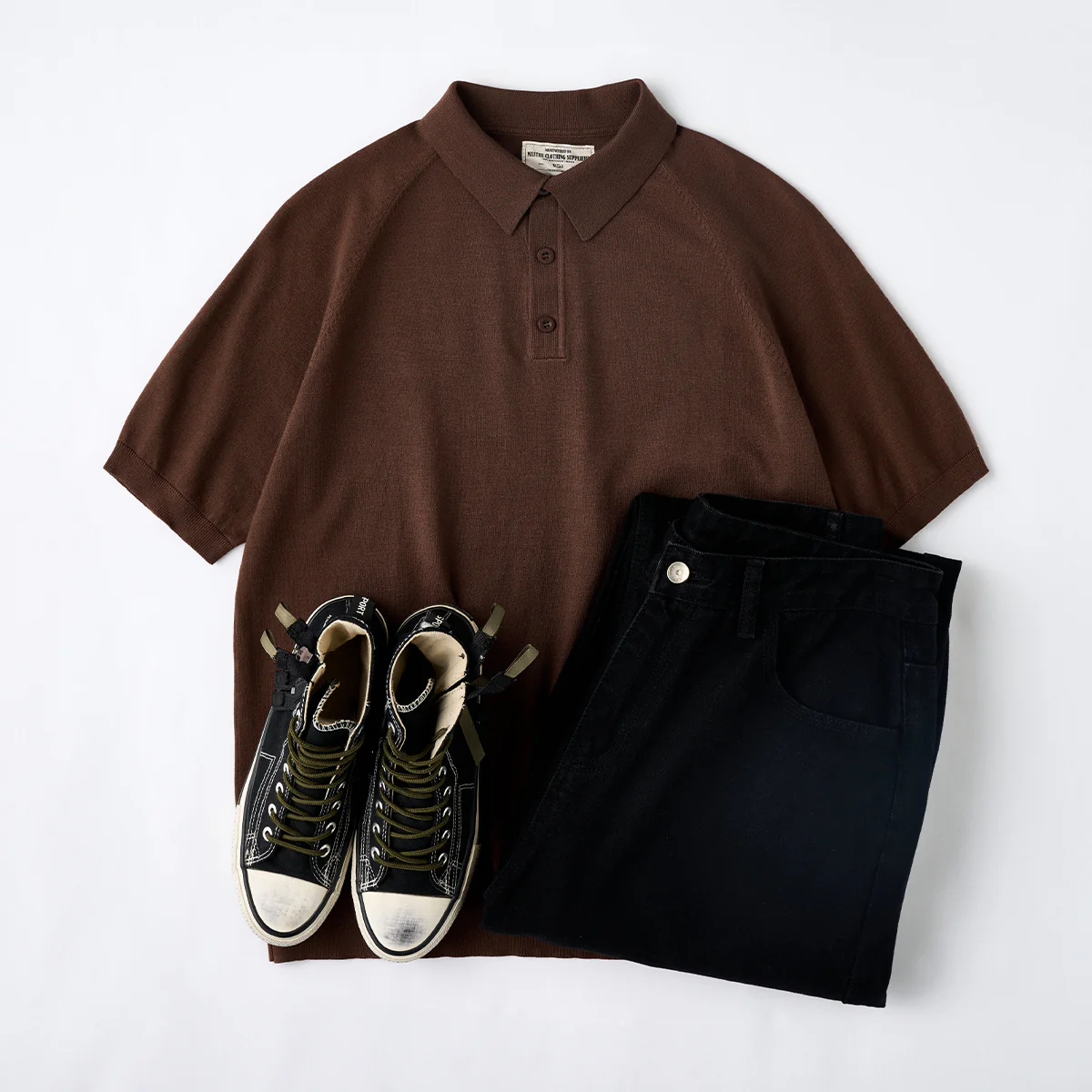 Business&Casual 無地7色ラグランスリーブニットポロシャツ - Image 20