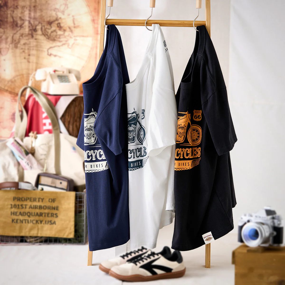 210gヘビーウェイト バイカー定番抜染プリントコットンTee - Image 5