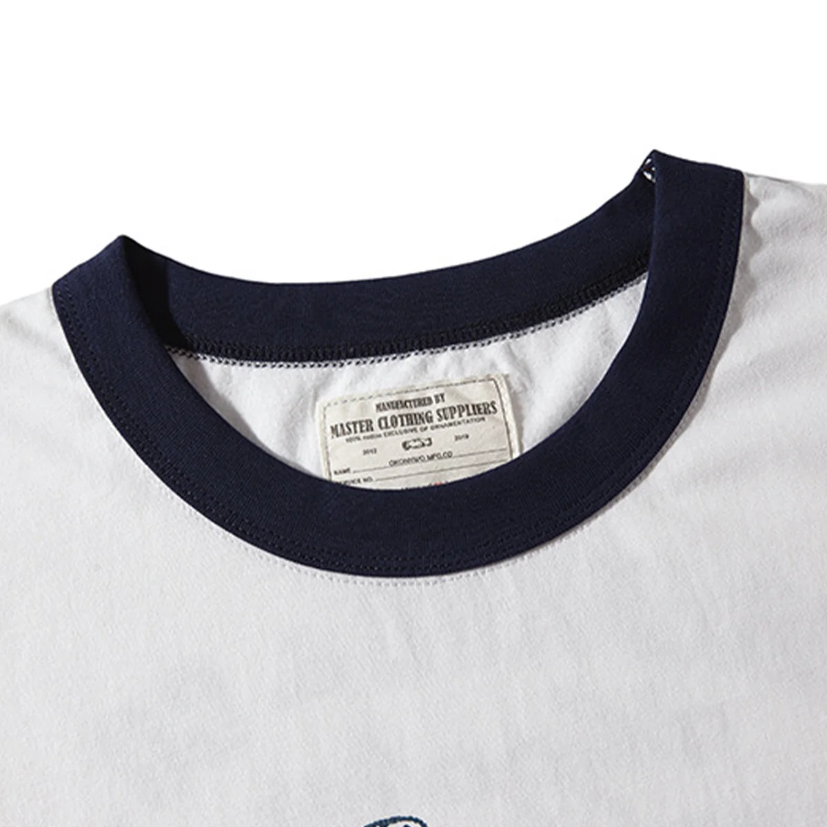 210gヘビーウェイト 手描き風バイクプリントリンガーTシャツ - Image 13