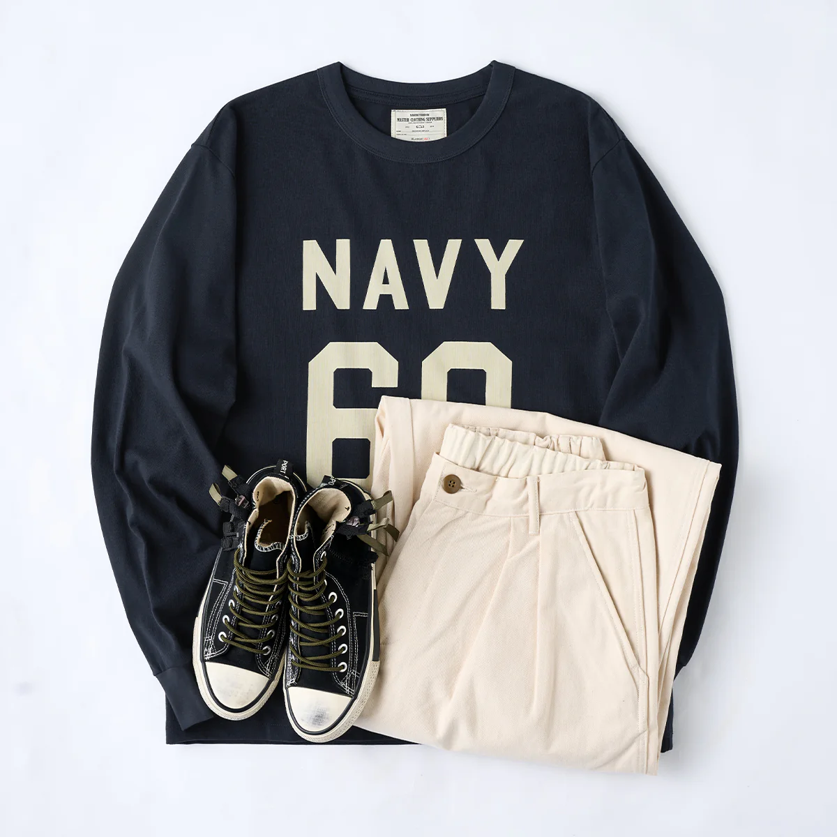 280gヘビーウェイト 「NAVY 68」プリントコットンロンT - Image 17