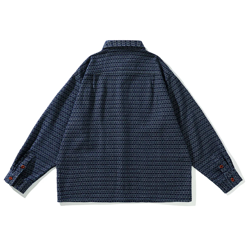 ウォッシュ加工　ジャガード織り柄デニムシャツジャケット - Image 3