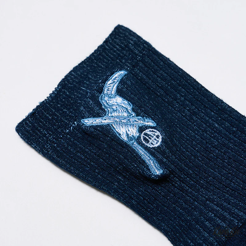 「藍染シリーズ」オオハシ刺繍入りリブ編みニットソックス - Image 8