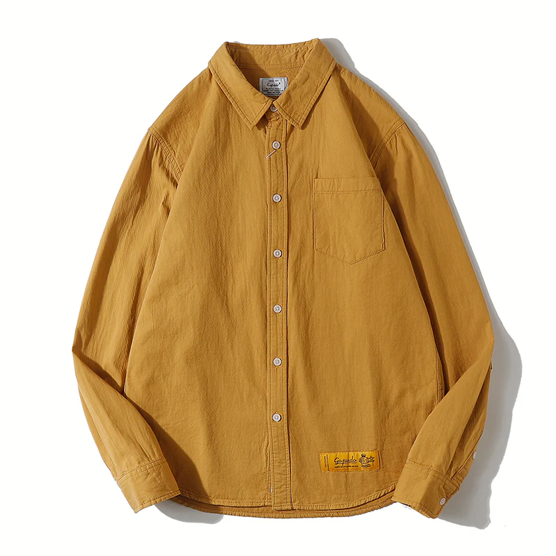 シワ加工 肘補強パッチコットンワークシャツ - Image 2