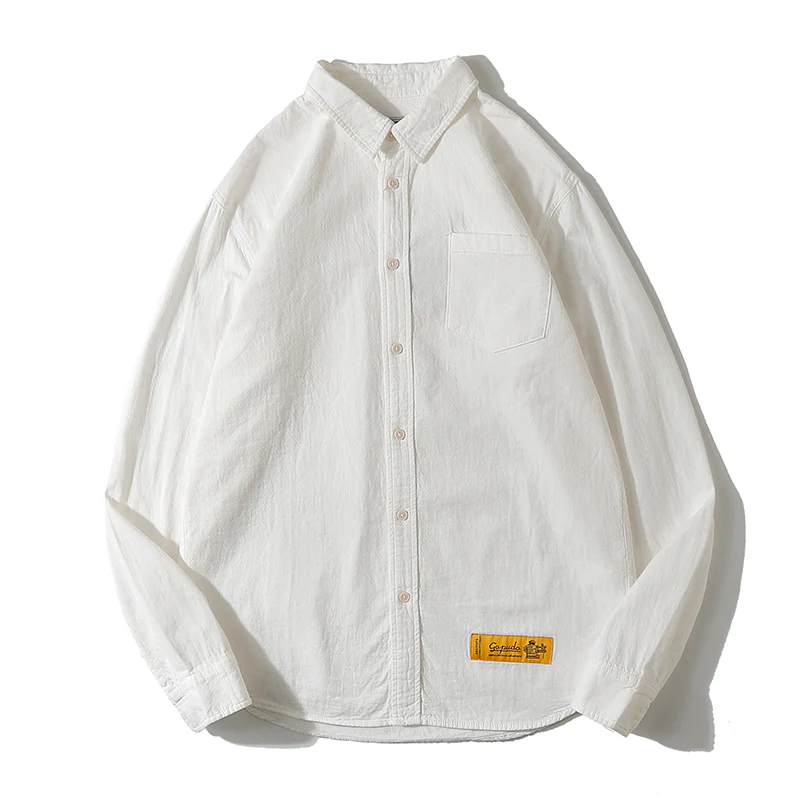 シワ加工 肘補強パッチコットンワークシャツ - Image 3
