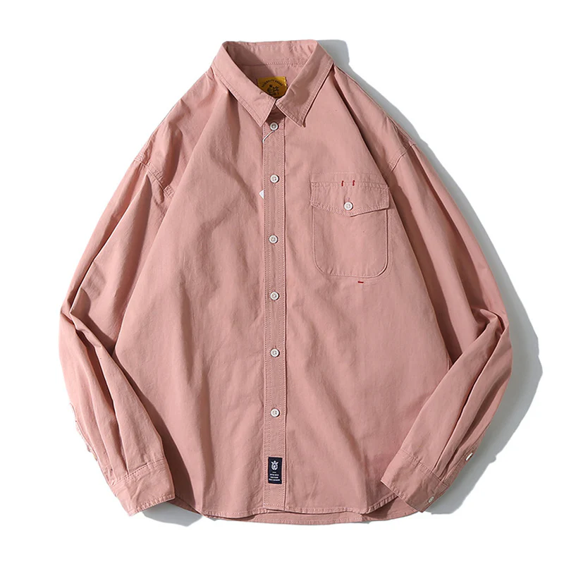 「Spring special」四色展開　レッドステッチ切替無地長袖シャツ　 - Image 3