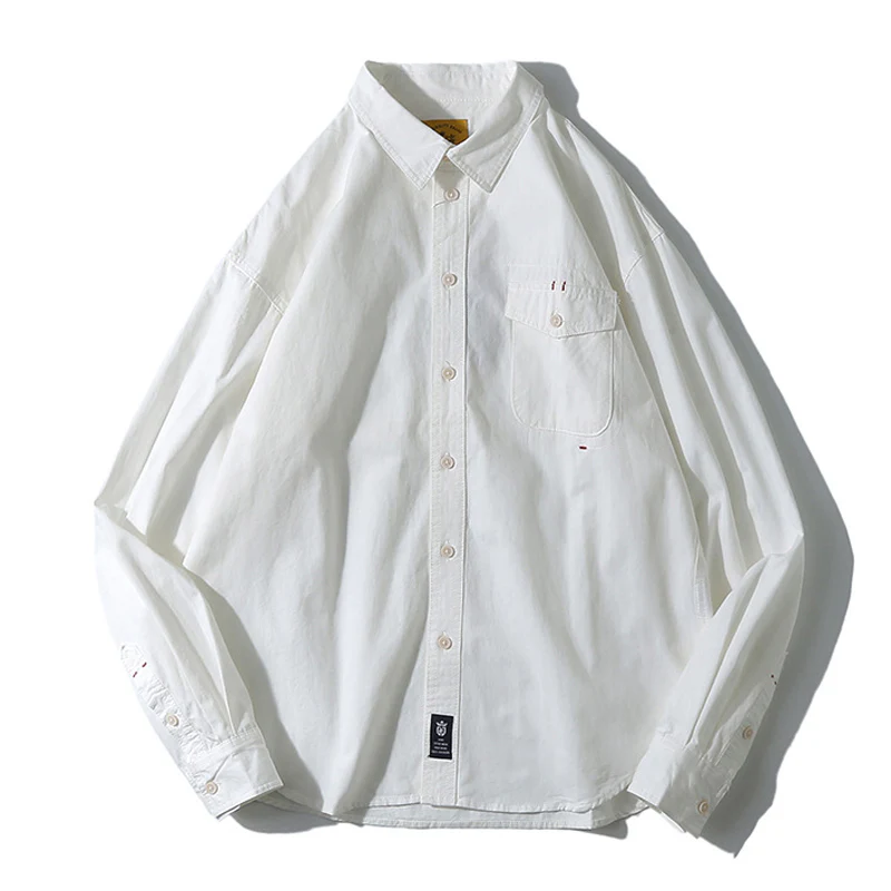 「Spring special」四色展開　レッドステッチ切替無地長袖シャツ　 - Image 4