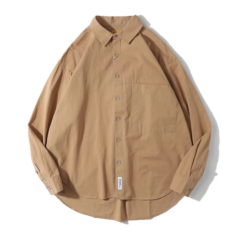Cleanfit　無地三色ヘムライン長袖コットンシャツ