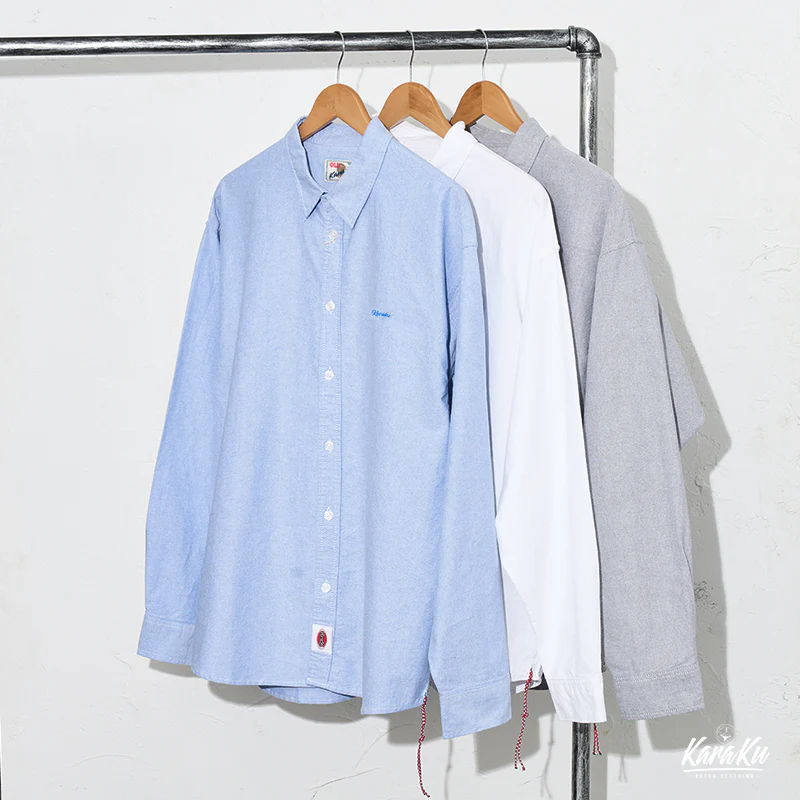 Cleanfit 赤ヒモ付き 刺繍入りオックスフォード長袖シャツ - Image 5