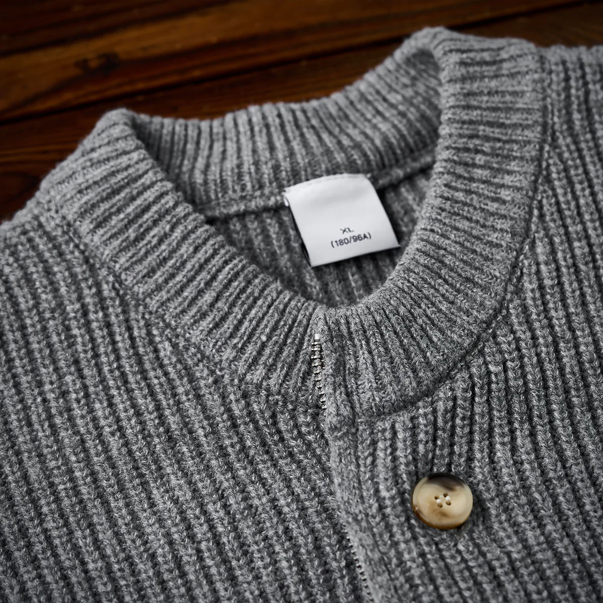 Button&Zipper　4色展開リブ編みニットカーディガン - Image 10