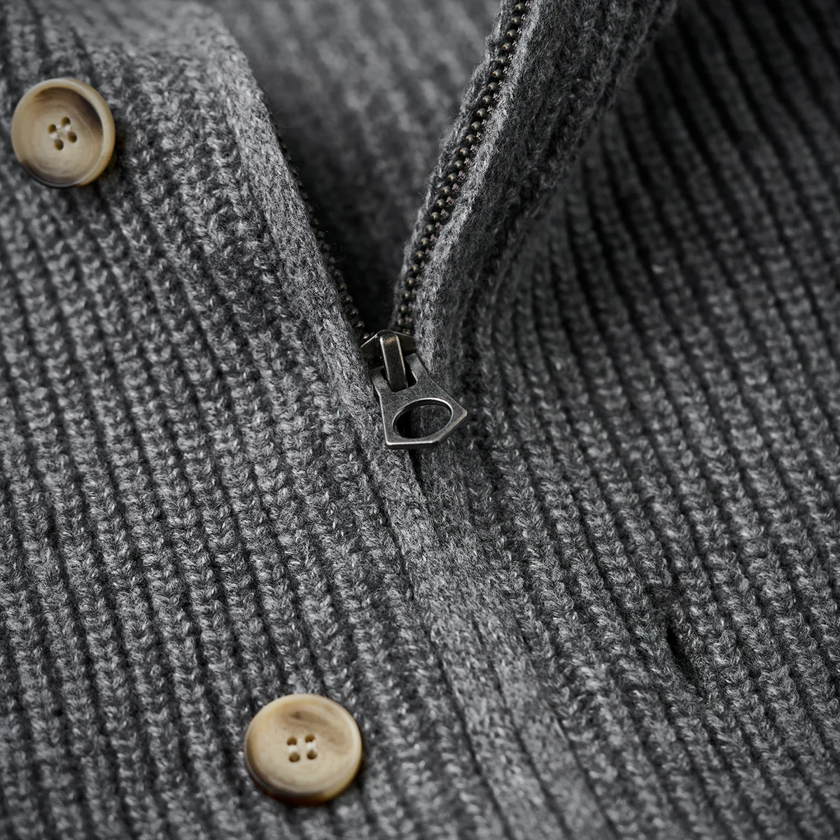 Button&Zipper　4色展開リブ編みニットカーディガン - Image 13