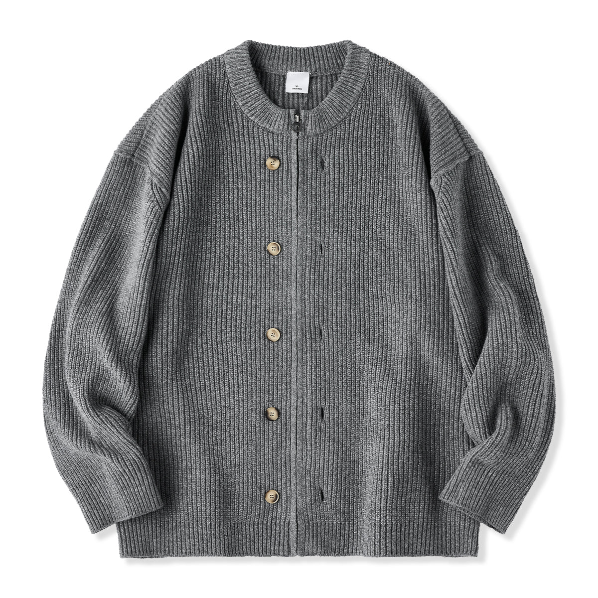 Button&Zipper　4色展開リブ編みニットカーディガン - Image 4