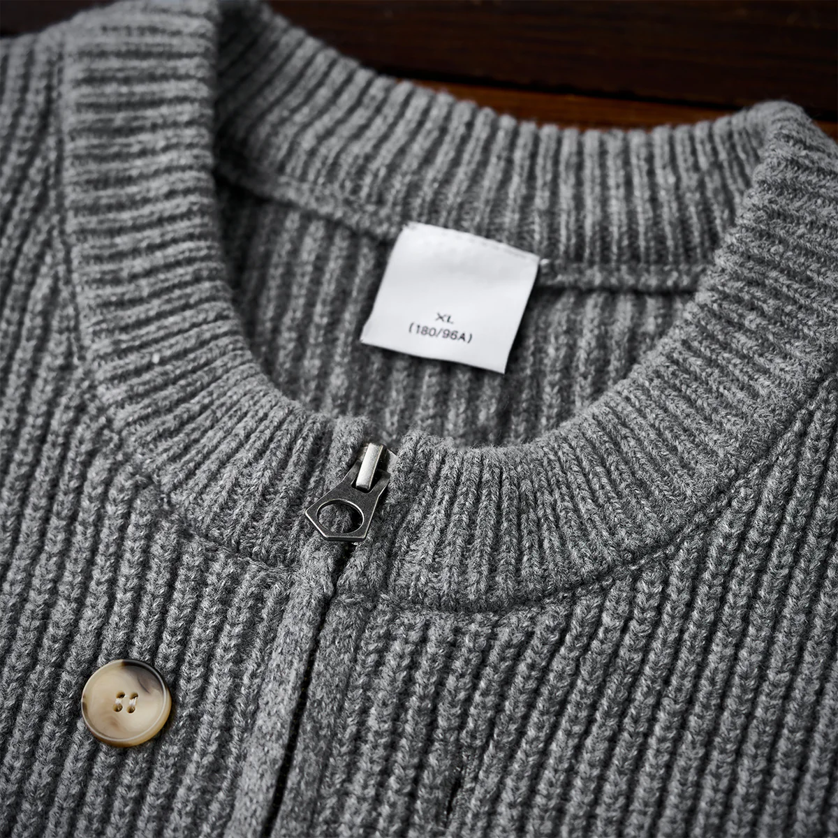 Button&Zipper　4色展開リブ編みニットカーディガン - Image 9