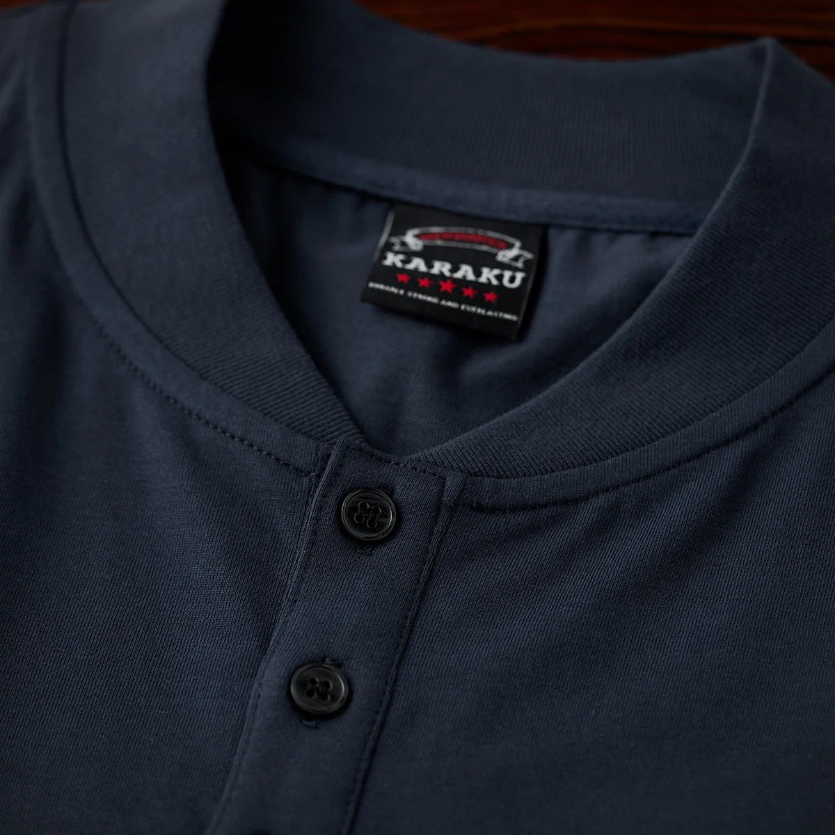「NAVY」錨プリントコットンヘンリーネックTee - Image 6