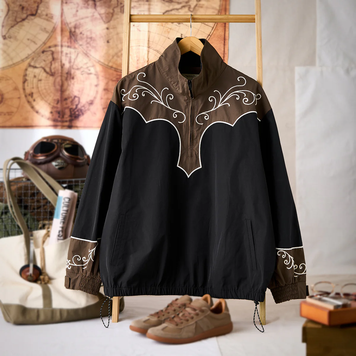 ウエスタンテイストチェーン刺繍入り　ハーフジッププルオーバースウェット - Image 3
