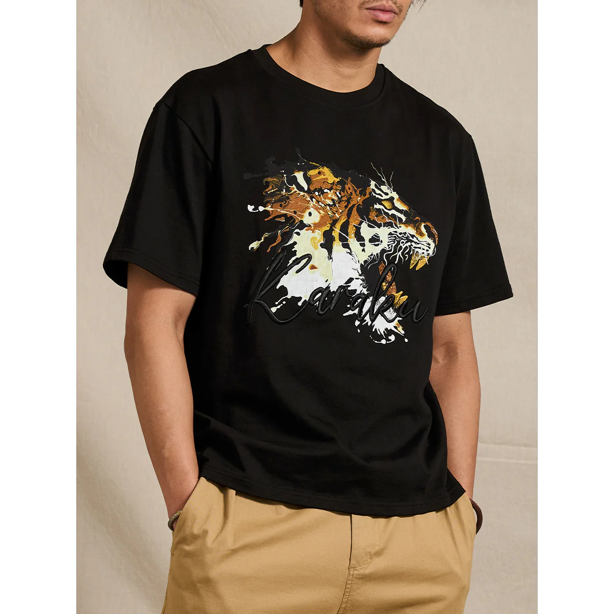 KARAKU×田中ラオウ「金虎」プリント＆刺繍入りコットンTee - Image 6