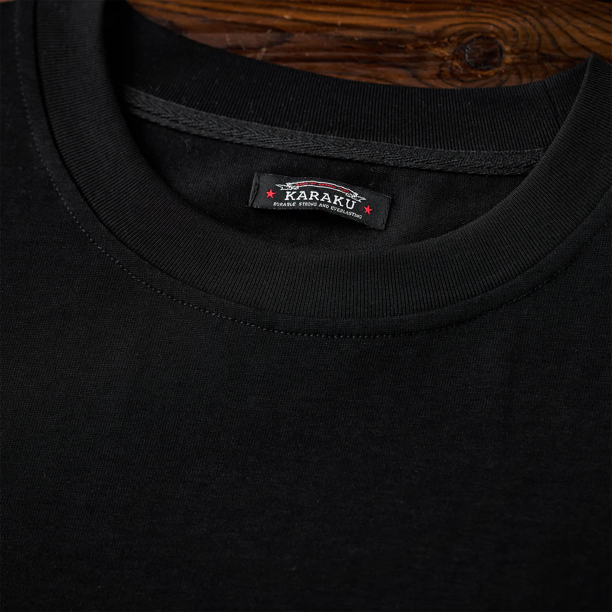 紅白ヒモ付きサイドジップ　オールブラックコットンベーシックTee - Image 9