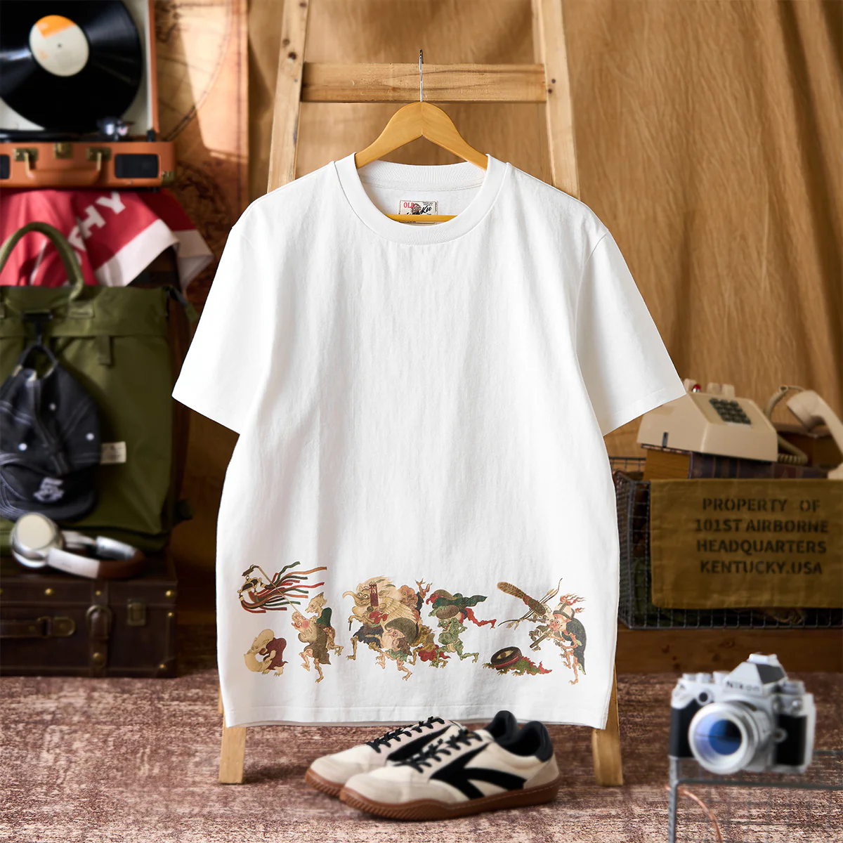 室町時代「百鬼夜行」プリントコットンベーシックTee - Image 3
