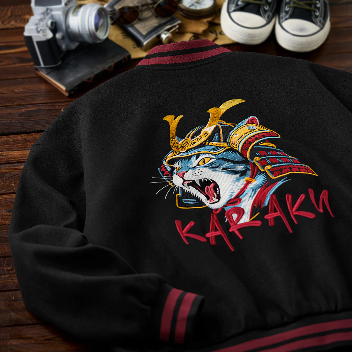 「烈吼ノ幕府将軍猫」刺繍＆karaku刺繍入りスタジャン - Image 5