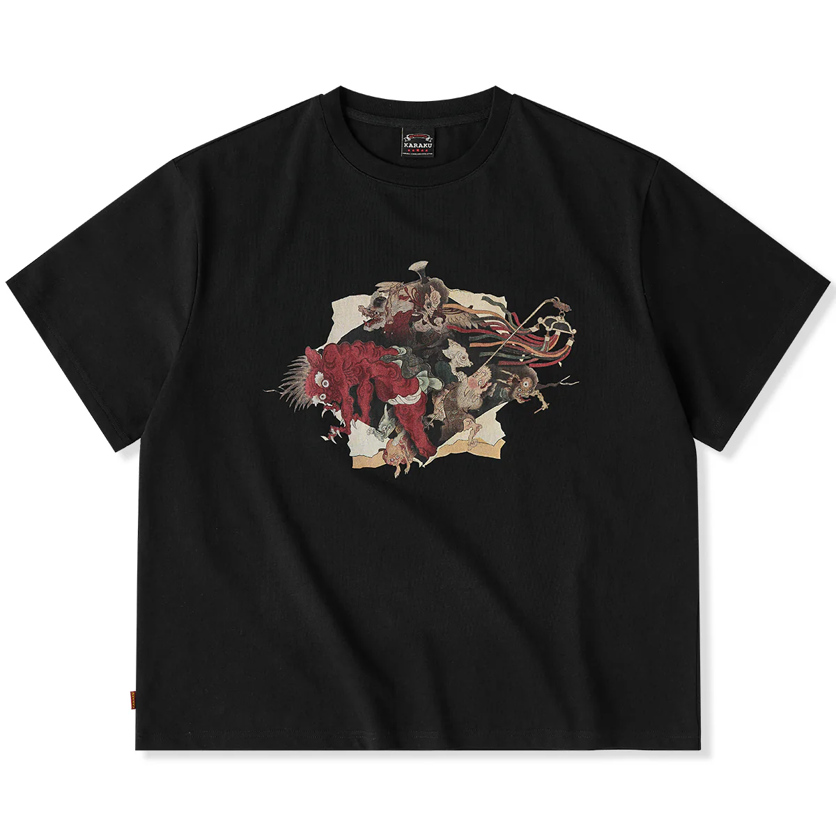 室町時代「妖怪が絵巻を破り出る」浮世絵風プリントコットンTee