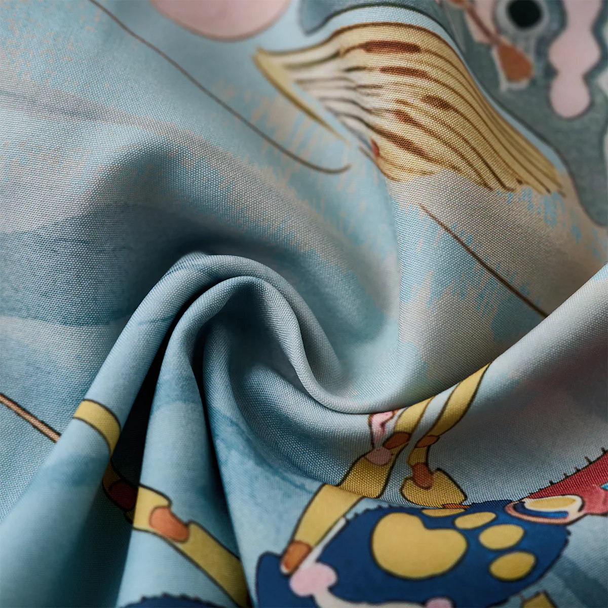 「夕暮れの海底」レトロ水彩風プリント入りアロハシャツ - Image 9