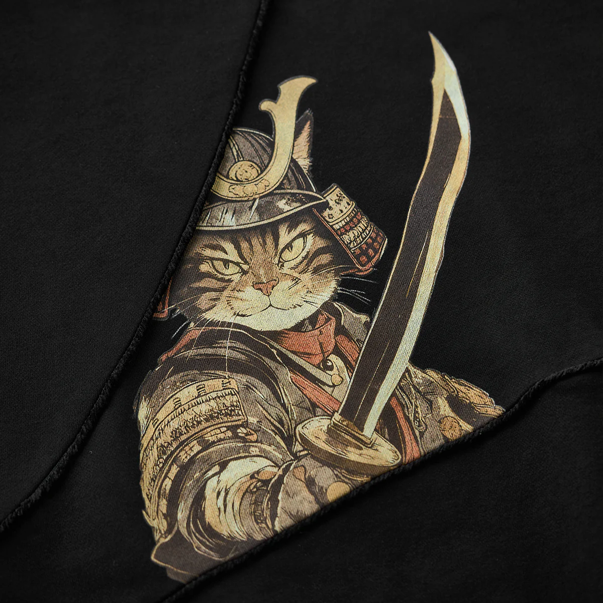 「瞬刃の武士猫」プリント入り フリンジ加工プルオーバースウェット - Image 9