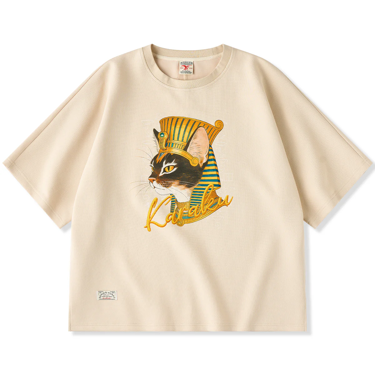 アビシニアンファラオ&ロゴプリント入り エアーレイヤーラグランスリーブTee