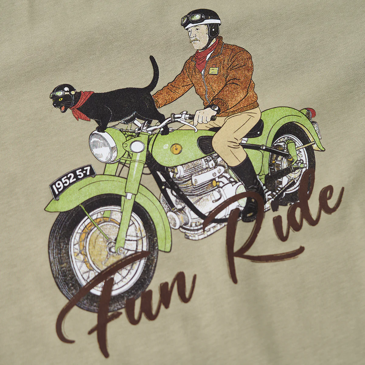 【予約】「風を切る猫と相棒ライダー」プリント入り半袖コットンTee - Image 10