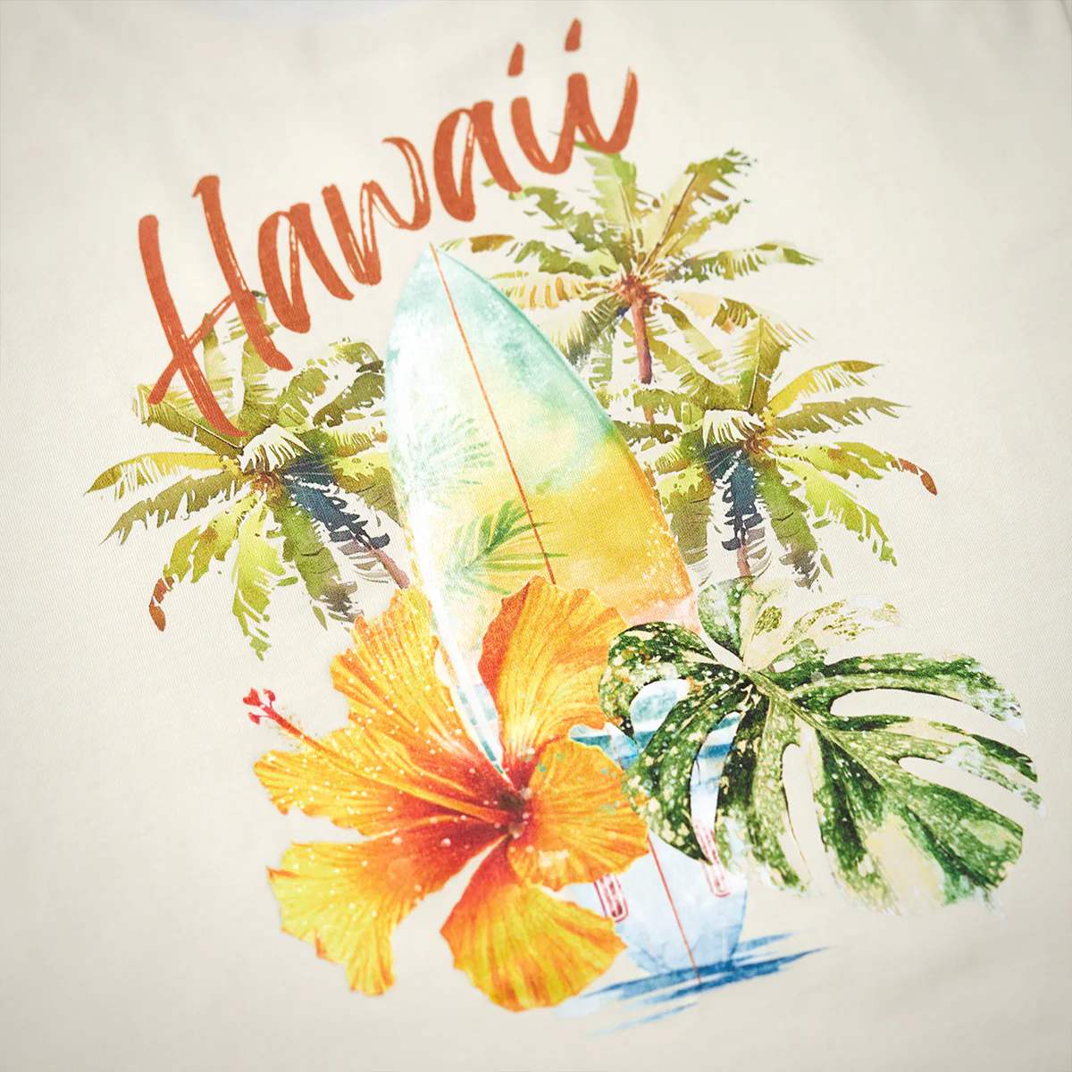 水彩風 ALOHA・トロピカルバックプリントコットンTシャツ - Image 10