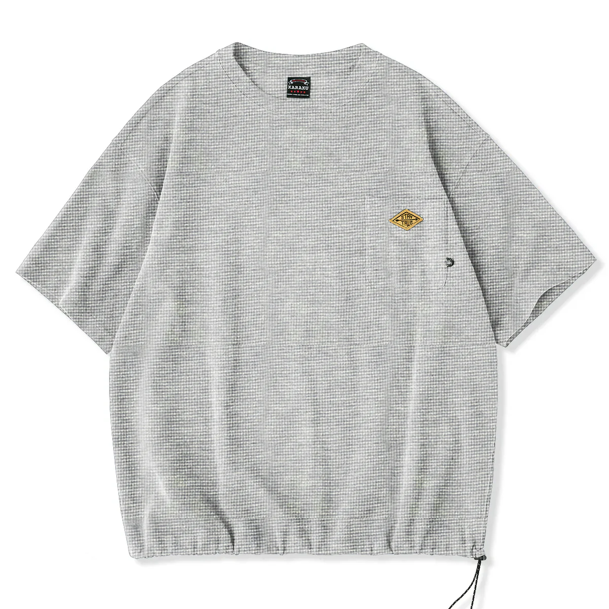 新色追加!「STAY TRUE」刺繍ワッペン 裾ドローコードワッフルTee - Image 2