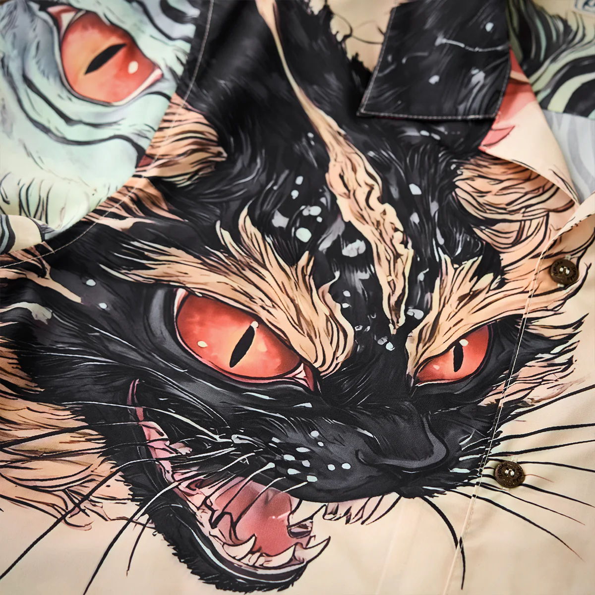 「怪談・化け猫騒動」前後アシンメトリー浮世絵開襟シャツ - Image 17