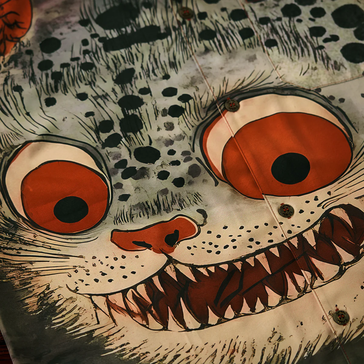 民間伝承「化け猫」浮世絵風オープンカラーシャツ - Image 14