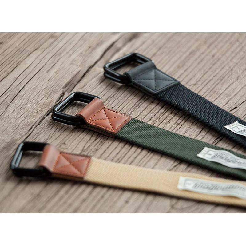 レザーコンビ カラビナ付きダブルリングベルト - Image 9