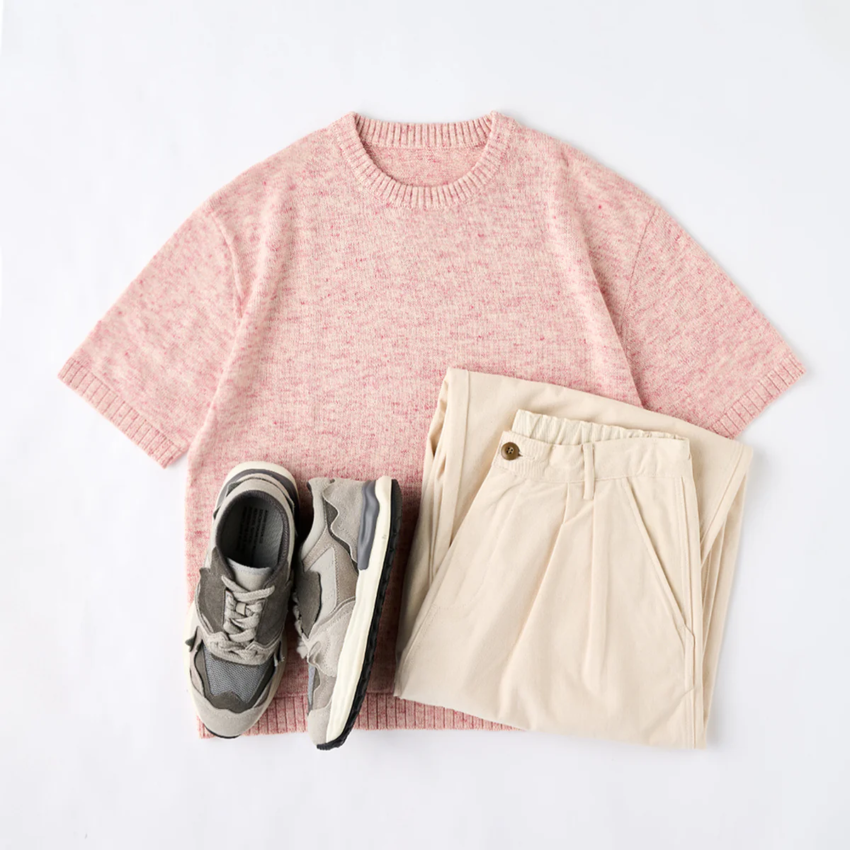 MACHO PINK メランジニットクルーネックTシャツ - Image 17