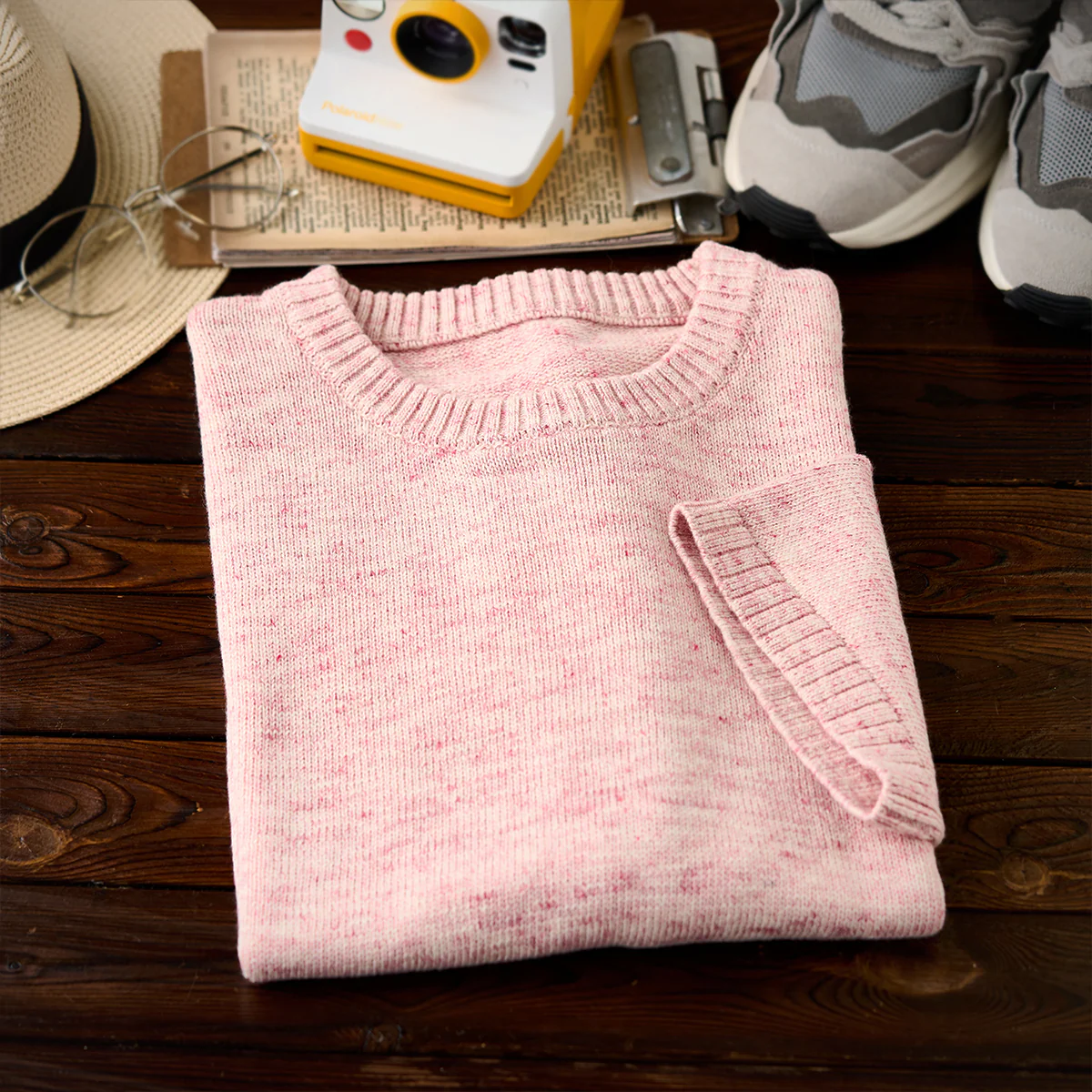 MACHO PINK メランジニットクルーネックTシャツ - Image 5