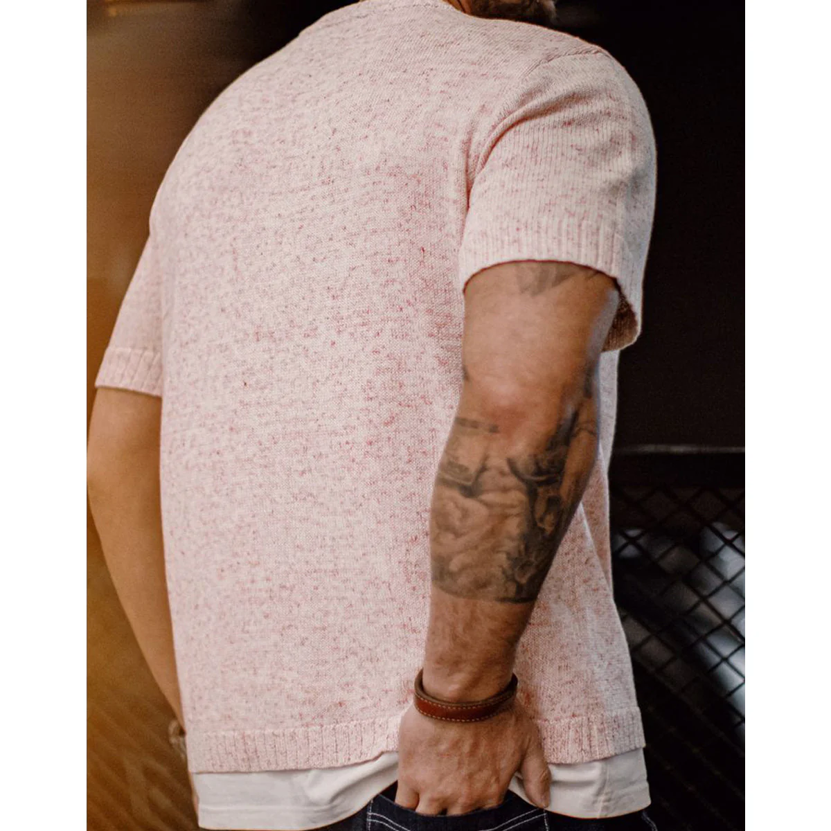 MACHO PINK メランジニットクルーネックTシャツ - Image 8