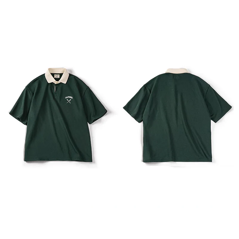 CALIFORNIA&野球バット刺繍入り　襟配色ポロシャツ - Image 2