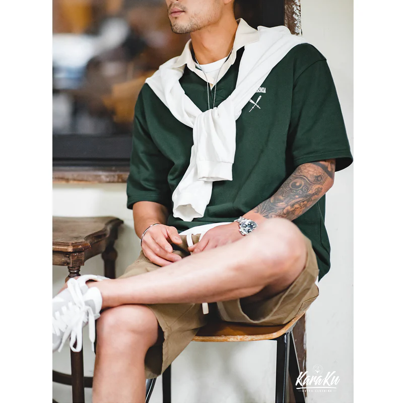 CALIFORNIA&野球バット刺繍入り　襟配色ポロシャツ - Image 8
