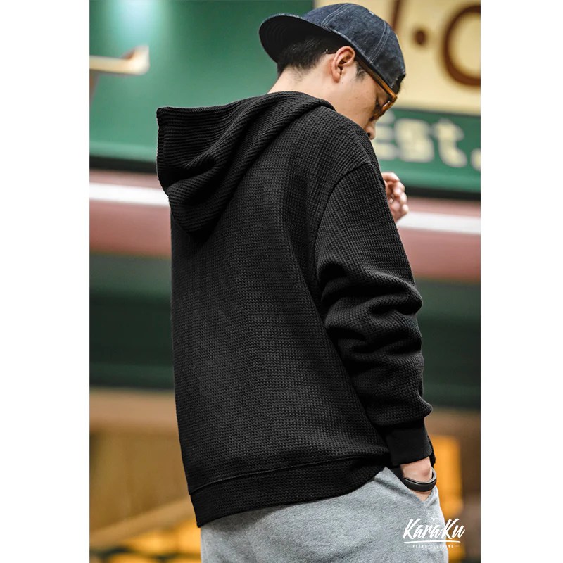 フード付 ワッフル編みニットカーディガン - Image 7
