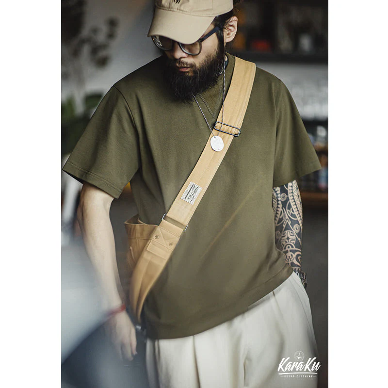 赤耳アームバンド　ダブルステッチ海軍クルーネックTシャツ - Image 6