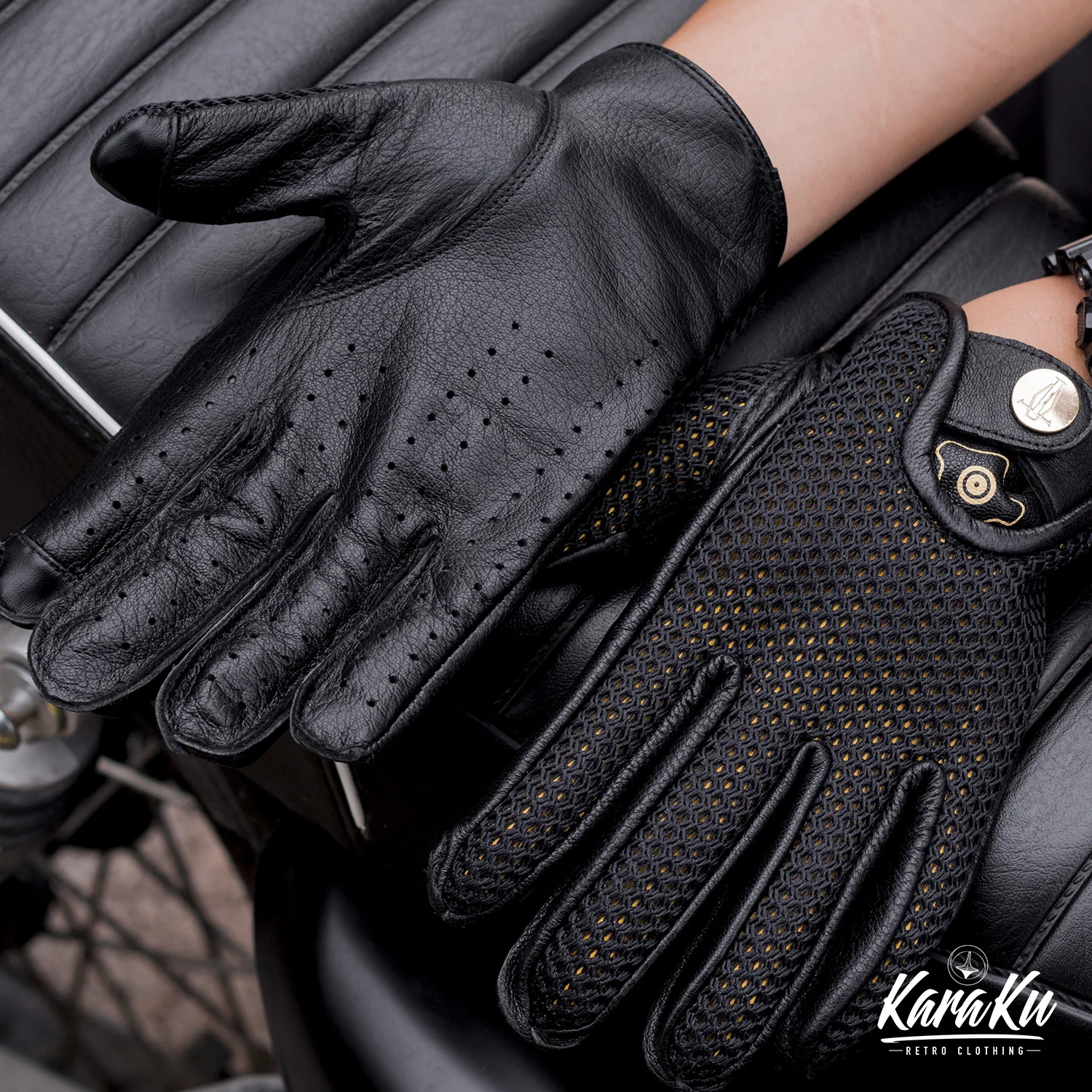 牛革×メッシュ バイクグローブ - Image 2